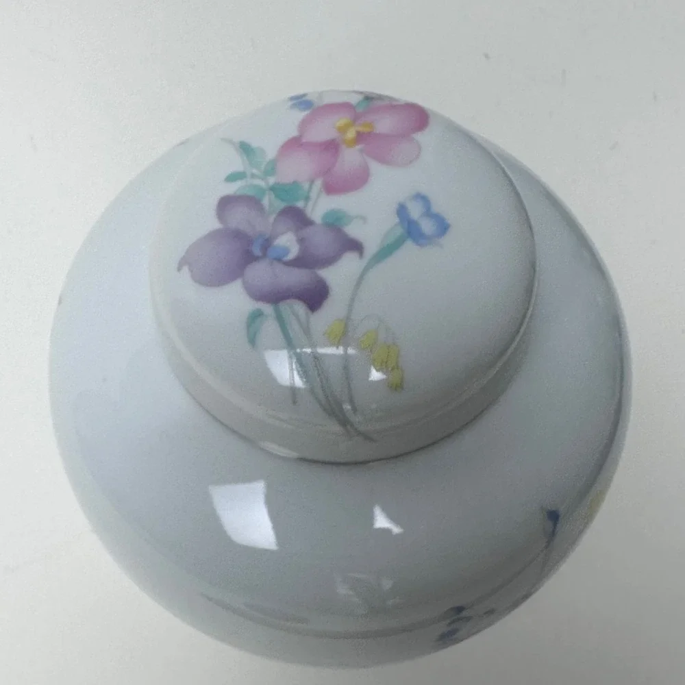 Vintage Srednick Collection Porcelain Ginger Jar Hand-Painted Floral, Japan MCM